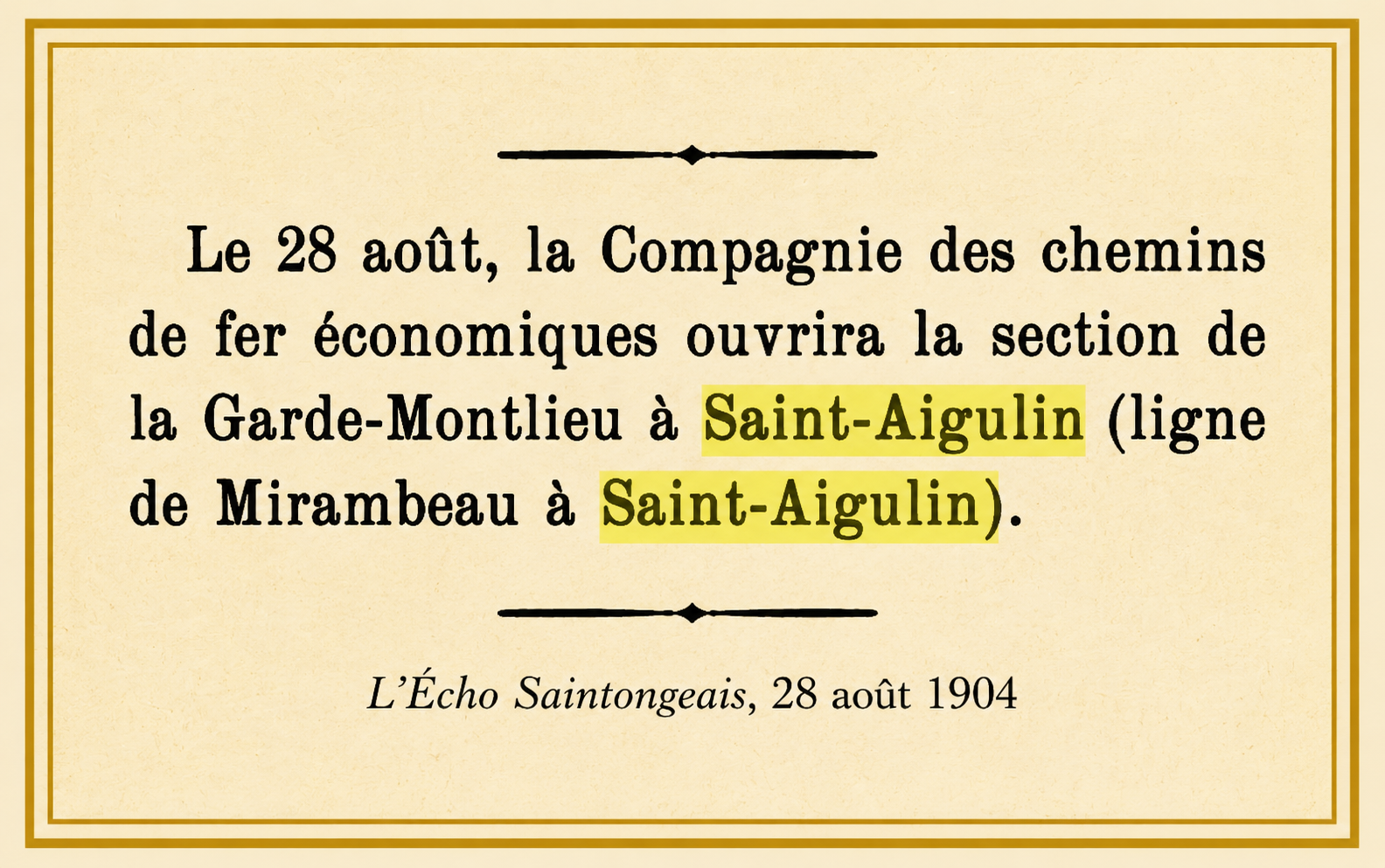 L'Écho Saintongeais, août 1904